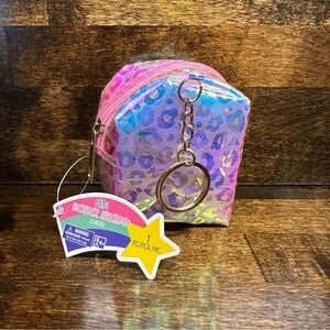 Mini Backpack Keychain Cute Zipper Coin Purse Iridescent Pink 4 inches NEW